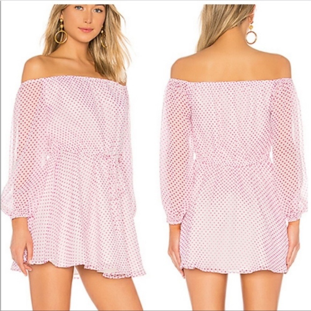 Lovers + Friends Polka Dot Off-The-Shoulder Coquette Mini Dress Size‎ S Cottage